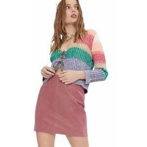 Free People Modern Femme Mini Skirt in Pressed‎ Flowers Vegan Leather Womens 0